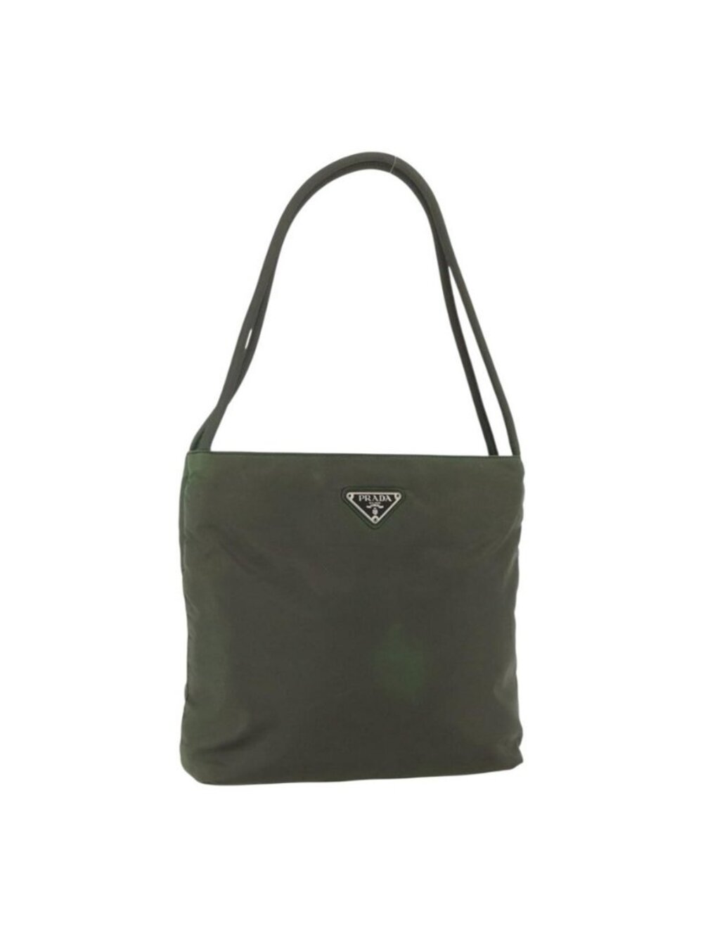 Authentic PRADA Shoulder Bag Nylon Khaki Silver
